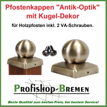 Pfostenkappe "Antik Optik" für Holzpfosten 8x8 cm mit Kugel-Dekor